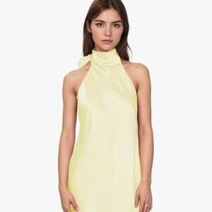 Elegant Mini Yellow Halter Dress